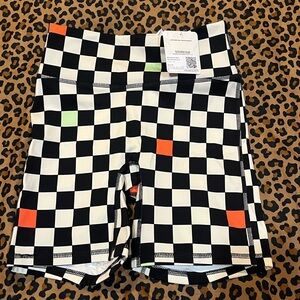 Fabletics High waisted Checkered Biker Shorts NWT